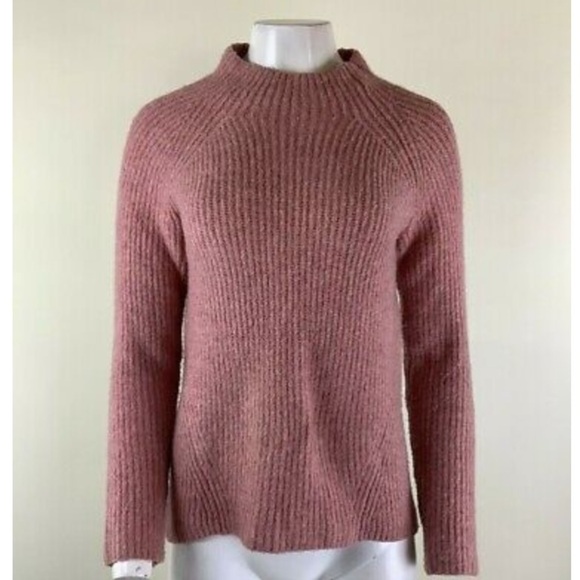 Madewell Sz XS Northfield Mock Neck Sweater Pink Acrylic Wool Nylon Pullover - Picture 1 of 8